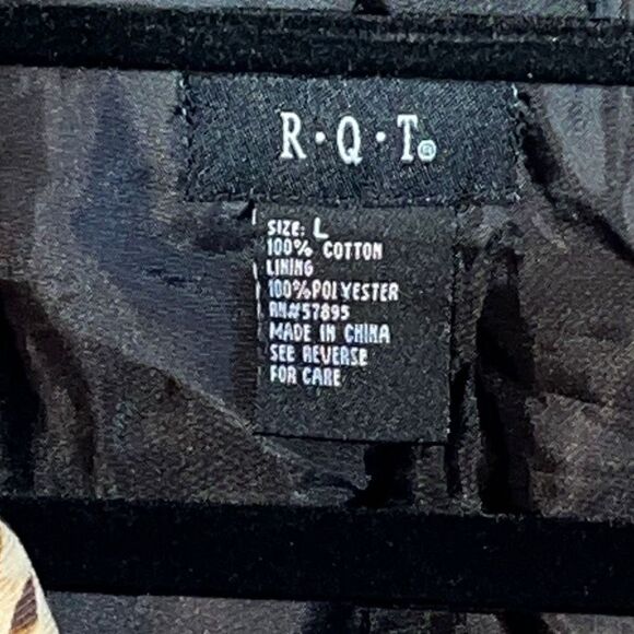 RQT jacket woman’s size large lined cotton long sleeve tropical leaf button fron - Picture 6 of 11